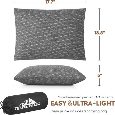 Camping Pillow Travel Pillow Small Shredded Memory Foam Pillow - Compressible Medium Firm, Breathable Cover, Ideal Backpacking Hiking, Airplane and Car in Kuwait