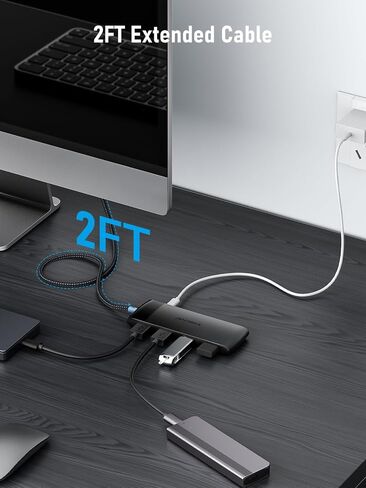 USB C Hub with 3 USB 3.2 10Gbps & 4 USB 3.0 5Gbps Ports, 5V 3A Charging Port, USB C to USB Port Extender for MacBook Pro/Air, HP Dell Laptops, iPad Pro, iPhone 15/15 Pro Max, etc., 1.97ft Cable in Saudi Arabia