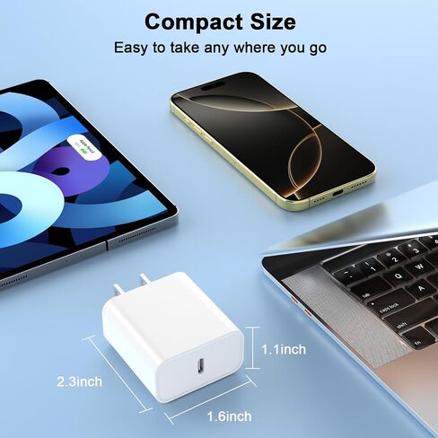 شاحن iPhone 16 Pro Max شحن سريع، [معتمد من Apple MFi] كابل شحن USB C إلى USB C بطول 6 أقدام مع كتلة شاحن حائط سريع 20 وات من النوع C متوافق مع iPhone 16/16 Pro Max/16 Pro/16 Plus/15 iPad in Kuwait