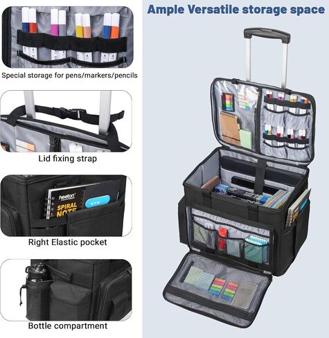 Rolling Teacher Bag, Rolling Briefcase with Detachable Trolley, Large capacity rolling bag with Laptop compartment, Adjustable Shoulder Strap, and Ample Storage Space in Kuwait
