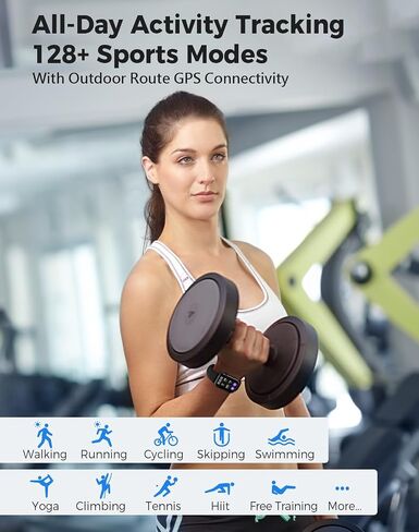 Health Fitness Tracker Smart Watch with 24/7 Heart Rate Blood Oxygen Blood Pressure Monitor Sleep Tracker 128 Exercise Modes Step Calorie Counter Pedometer IP68 Waterproof for Women Men Android iOS in Saudi Arabia