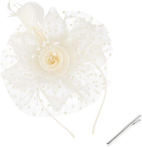 Fascinators Hats for Women Tea Party Flower Pearl Feather Wedding Fascinator Hat Derby Hats for Women Girls in Kuwait