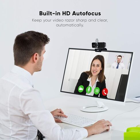 1080P Full HD Auto Focus with Privacy Cover USB Webcam, Sentinel Webcam, Plug and Play, for Zoom/Skype/Discord/Conferencing/OBS and Video Calling, Mac PC Laptop Desktop (Black)… in Saudi Arabia