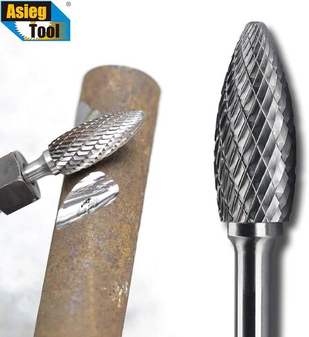 SH-5 Tungsten Carbide Burr Rotary File Flame Shape Double Cut with 1/4''Shank for Die Grinder Drill Bit in Kuwait