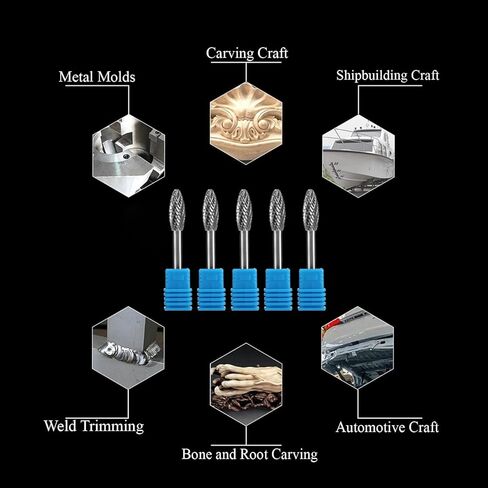 SH-5 Tungsten Carbide Burr Rotary File Flame Shape Double Cut with 1/4''Shank for Die Grinder Drill Bit in Kuwait