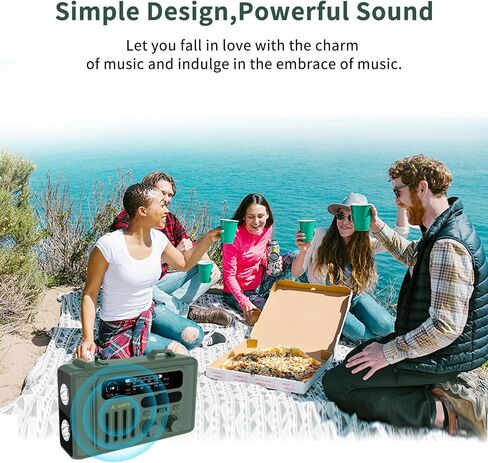 Emergency Crank Weather Radio,Hand Crank Radio, Solar AM/FM/NOAA Weather Portable Radio with Flashlight, Bluetooth Speaker, SOS Alert for Home Outdoors，Compass for Camping Survival in Saudi Arabia