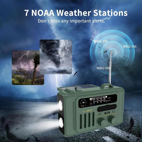Emergency Crank Weather Radio,Hand Crank Radio, Solar AM/FM/NOAA Weather Portable Radio with Flashlight, Bluetooth Speaker, SOS Alert for Home Outdoors，Compass for Camping Survival in Saudi Arabia