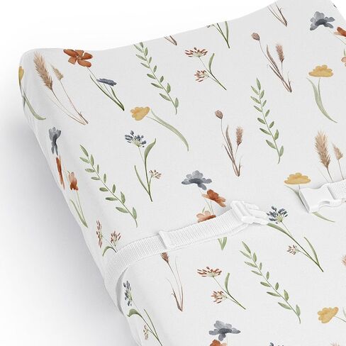 Sweet Jojo Designs Green Boho Floral Leaf Boy Girl Gender Neutral Unisex Baby Changing Pad Cover Sheet Infant Newborn Diaper Change Mat Cover Sage White Bohemian Watercolor Botanical Flower Woodland in Saudi Arabia