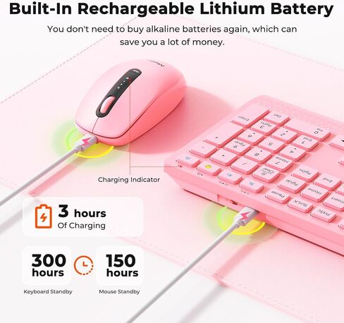MEETION Wireless Keyboard and Mouse, 2.4 GHz Wireless/Bluetooth, Multi Device Full Size Rechargeable Keyboard, 3800 DPI Optical Mouse, for Windows/Mac, Laptop Computer Desktop iPad Phone in Saudi Arabia