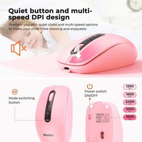 MEETION Wireless Keyboard and Mouse, 2.4 GHz Wireless/Bluetooth, Multi Device Full Size Rechargeable Keyboard, 3800 DPI Optical Mouse, for Windows/Mac, Laptop Computer Desktop iPad Phone in Saudi Arabia