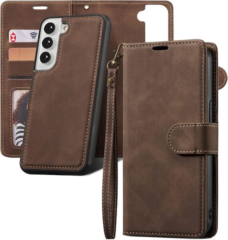 QLTYPRI Case for Samsung Galaxy S25 Ultra, 2 in 1 Detachable Wallet Case PU Leather with Card Slots KickstandWrist StrapMagnetic Closure Shockproof Flip Cover for Samsung S25 Ultra - Blue in Kuwait