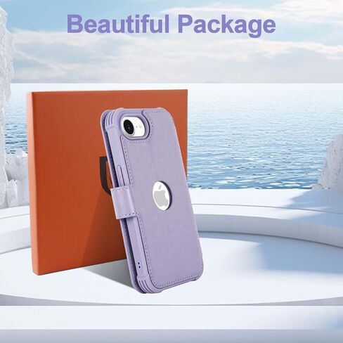 VANAVAGY Compatible for iPhone 16e Wallet Case, RFID Flip Shcokproof Case with Card Holder Kickstand, [Camera Lens & Screen Protector] PU Leather Phone Cover for Wireless Charging,Clove Purple in Kuwait