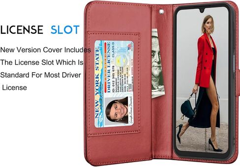 Galaxy A16 5G Case, Galaxy A16 5G Wallet Case, Tekcoo Luxury PU Leather Cash Credit Card Slots Holder Carrying Folio Flip Cover [Detachable Magnetic Hard Case] Kickstand for Samsung A16 5G [Wine Red] in Saudi Arabia