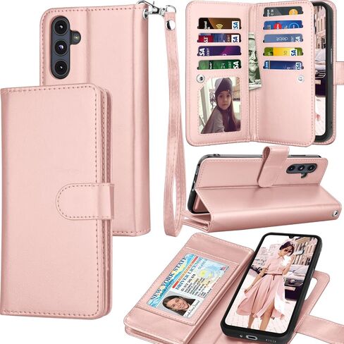 Galaxy A16 5G Case, Galaxy A16 5G Wallet Case, Tekcoo Luxury PU Leather Cash Credit Card Slots Holder Carrying Folio Flip Cover [Detachable Magnetic Hard Case] Kickstand for Samsung A16 5G [Wine Red] in Saudi Arabia