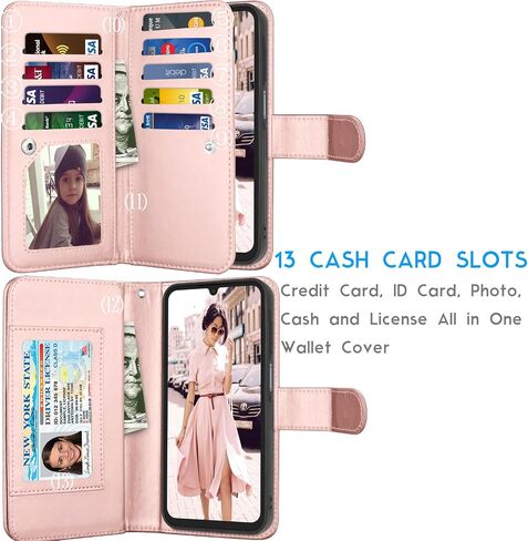 Galaxy A16 5G Case, Galaxy A16 5G Wallet Case, Tekcoo Luxury PU Leather Cash Credit Card Slots Holder Carrying Folio Flip Cover [Detachable Magnetic Hard Case] Kickstand for Samsung A16 5G [Wine Red] in Saudi Arabia