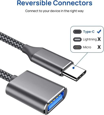 OTG USB-C إلى محول USB 3.0 [2Pack] Thunderbolt 3 متوافق مع Apple MacBook Pro/Air iPhone 16 Pro Max/Plus/15 Samsung Galaxy S24/S23/S22/S21 in Kuwait