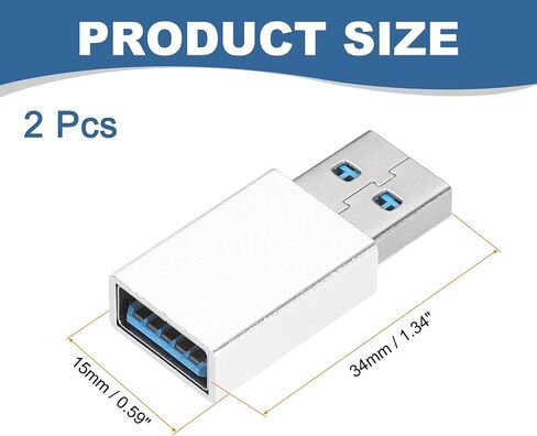 MECCANIXITY 2 Pcs USB Male to Female Adapter, USB 3.0 Coupler Male to Female Connector Converter for Phone Laptop Car Black in Kuwait