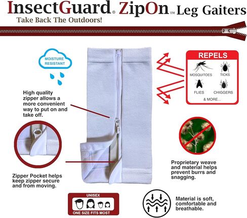 Tick Gaiters - ZipOn Permethrin Treated, Ticks, Mosquitoes, Flies & More Insect Repellent, Unisex Adult in Saudi Arabia