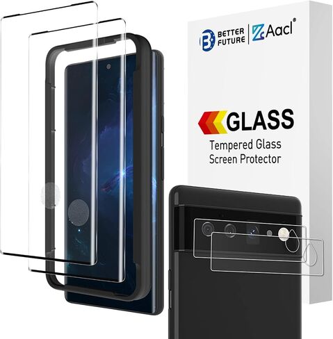 [بصمات الأصابع متوافقة] 2 حزمة 3D الزجاج المقسّن لـ Google Pixel 6 Pro Screen Protector + 2 Pack Camera Lens Protector ، [Fighrint Unlock] [anti-scratch] [اعمل مع CASE] in Kuwait
