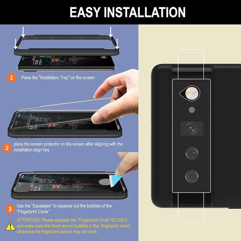 [بصمات الأصابع متوافقة] 2 حزمة 3D الزجاج المقسّن لـ Google Pixel 6 Pro Screen Protector + 2 Pack Camera Lens Protector ، [Fighrint Unlock] [anti-scratch] [اعمل مع CASE] in Kuwait