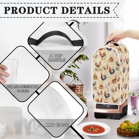 Mumeson Vinatge Rooster Blender Cover Dust Proof Polyester Blender Cover Protection Blender Dust Cover Home Kitchen Appliance Cover Decoration in Saudi Arabia