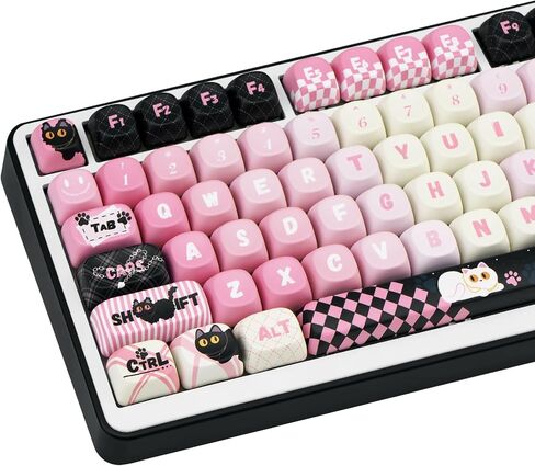 MOA Profile PBT KEYCAPS 134 مفتاح PBT DYE-Sublimation Keycaps with Black & Pink Cut in Kuwait