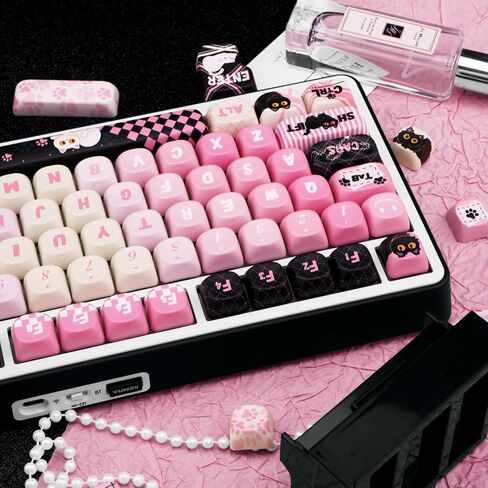 MOA Profile PBT KEYCAPS 134 مفتاح PBT DYE-Sublimation Keycaps with Black & Pink Cut in Kuwait