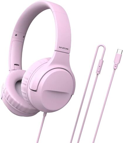 INFURTURE CH3 Kids USB C Headphones for School,Type C Kids Headphones,Wired Boys Girls Headphones with Safe Limiter 94dB,HD Stereo Sound,On/Over Ear Headphones for/Tablet/School/Travel(Green) in Saudi Arabia