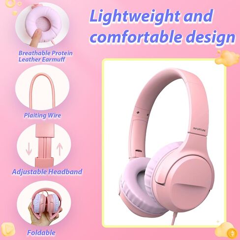INFURTURE CH3 Kids USB C Headphones for School,Type C Kids Headphones,Wired Boys Girls Headphones with Safe Limiter 94dB,HD Stereo Sound,On/Over Ear Headphones for/Tablet/School/Travel(Green) in Saudi Arabia