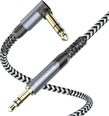 BlueRigger 3.5mm 90 Degree Stereo Audio Cable (10FT, L-Shaped Right Angle Jack, Auxiliary Cable, Male to Male, Hi-Fi Sound) – Aux Cord for Headphones, Car Stereo, Speaker, Phone, Tablet, Laptop in Kuwait