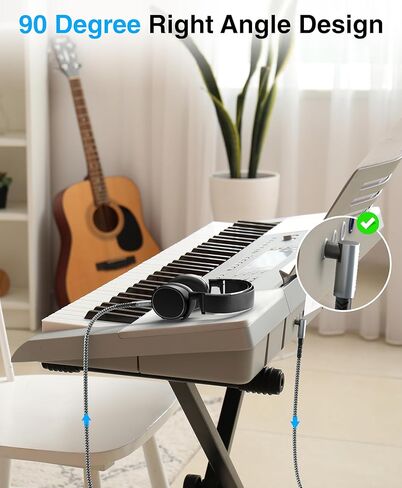 BlueRigger 3.5mm 90 Degree Stereo Audio Cable (10FT, L-Shaped Right Angle Jack, Auxiliary Cable, Male to Male, Hi-Fi Sound) – Aux Cord for Headphones, Car Stereo, Speaker, Phone, Tablet, Laptop in Kuwait