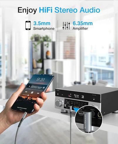 BlueRigger 3.5mm 90 Degree Stereo Audio Cable (10FT, L-Shaped Right Angle Jack, Auxiliary Cable, Male to Male, Hi-Fi Sound) – Aux Cord for Headphones, Car Stereo, Speaker, Phone, Tablet, Laptop in Kuwait