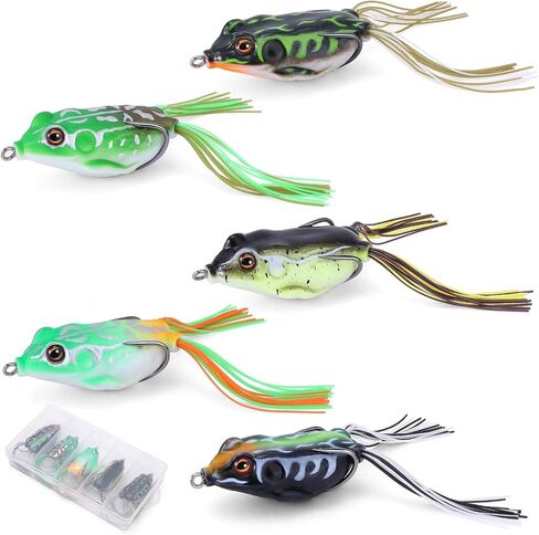 Frog Topwater Lure – Hollow Body Soft Fishing Frog, Floating Weedless Design with Lifelike Action for Freshwater & Heavy Cover Areas – Ideal for Bass, Trout, Pike & Snakehead in Kuwait
