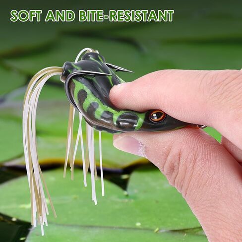Frog Topwater Lure – Hollow Body Soft Fishing Frog, Floating Weedless Design with Lifelike Action for Freshwater & Heavy Cover Areas – Ideal for Bass, Trout, Pike & Snakehead in Kuwait