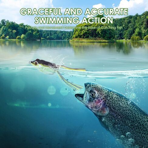Frog Topwater Lure – Hollow Body Soft Fishing Frog, Floating Weedless Design with Lifelike Action for Freshwater & Heavy Cover Areas – Ideal for Bass, Trout, Pike & Snakehead in Kuwait