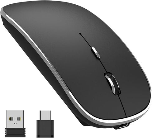 Rechargeable Bluetooth Mouse for MacBook, 6 Buttons, Comfortable to Hold, Quad-Mode(BT1/BT2/USB/TypeC), Silent Clicks, Portable Travel, USBC Wireless Mouse for Laptop PC Desktop Computer Tablet Phone in Saudi Arabia