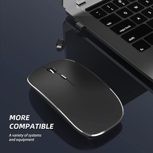 Rechargeable Bluetooth Mouse for MacBook, 6 Buttons, Comfortable to Hold, Quad-Mode(BT1/BT2/USB/TypeC), Silent Clicks, Portable Travel, USBC Wireless Mouse for Laptop PC Desktop Computer Tablet Phone in Saudi Arabia