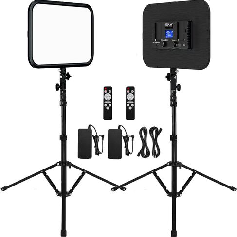 LED Video Light Panel Photography Lighting, 45W LED Studio Light for Phtography, Video Lighting Kit with 70.8" Tripod, Bi-Color 3200K–7500K, 8 Scene Lighting Effects (2 Pack) in Kuwait