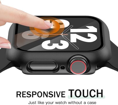 JR.DM 40mm 2 Pack Hard PC Case with HD Tempered Glass Screen Protector for Apple Watch Series 6/5/4/SE, Slim Guard Bumper Full Coverage Protective Anti-Scratch Face Cover for iWatch, Black+ Black in Saudi Arabia