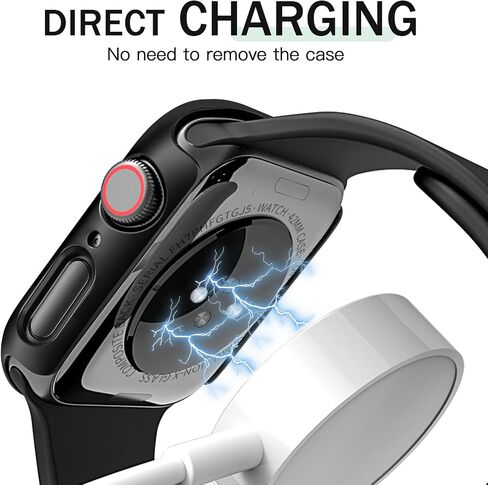 JR.DM 40mm 2 Pack Hard PC Case with HD Tempered Glass Screen Protector for Apple Watch Series 6/5/4/SE, Slim Guard Bumper Full Coverage Protective Anti-Scratch Face Cover for iWatch, Black+ Black in Saudi Arabia