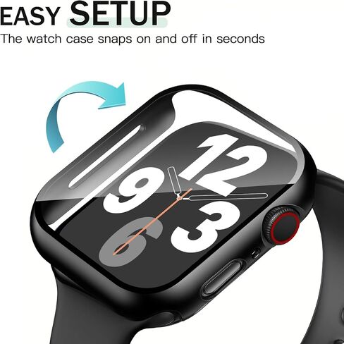 JR.DM 40mm 2 Pack Hard PC Case with HD Tempered Glass Screen Protector for Apple Watch Series 6/5/4/SE, Slim Guard Bumper Full Coverage Protective Anti-Scratch Face Cover for iWatch, Black+ Black in Saudi Arabia