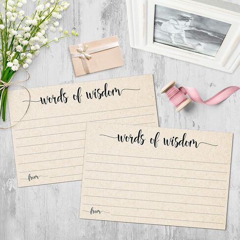 321Done Advice and Wishes Cards, Made in USA - 4x6 Kraft Tan, Blank Well Wishes for Wedding, Bridal, Mr and Mrs, Retirement, Baby Shower, Words of Wisdom - Pack of 50 in Saudi Arabia