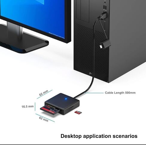 Memory Card Reader, 4in1 USB 3.0 and USB-C to SD Micro SD MS CF Card Reader Adapter, 4 Cards Simultaneously Read and Write, Compatible with iPhone 15 Series, MacBook Pro/Air 2023, and More in Saudi Arabia