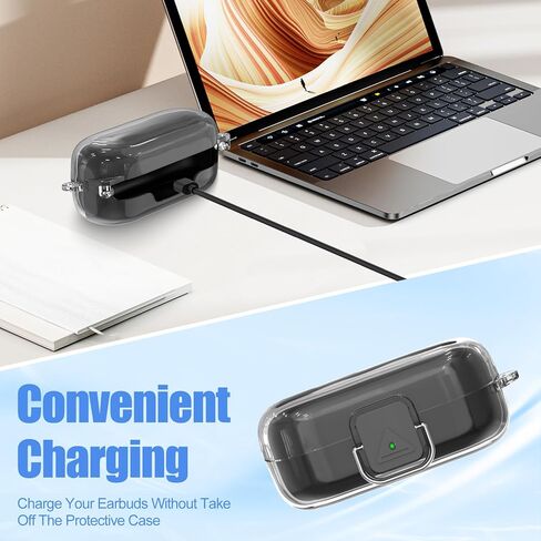 [with Safety Lock] for Sony WF-C510 Case Cover, Clear Soft TPU Protective Earbuds Case with Carabiner & Cleaner Kit Accessories Set(Clear) in Kuwait