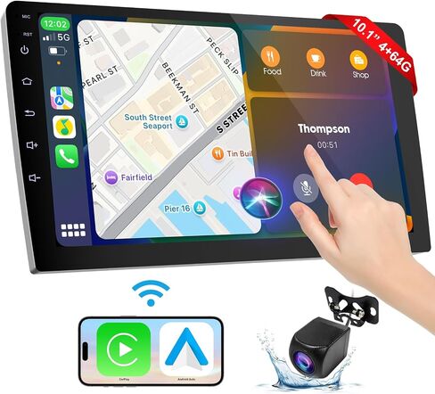 Haudio 10.1 Inch Cars Radio with Apple Carplay and Android Auto, 2 Din Car Stereo with HD Backup Camera, GPS Navigation, Bluetooth, Voice Control, Mirror Link, FM/AM/AUX for All Vehicles(4+64GB) in Saudi Arabia