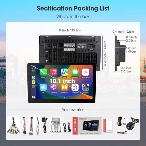 Haudio 10.1 Inch Cars Radio with Apple Carplay and Android Auto, 2 Din Car Stereo with HD Backup Camera, GPS Navigation, Bluetooth, Voice Control, Mirror Link, FM/AM/AUX for All Vehicles(4+64GB) in Saudi Arabia
