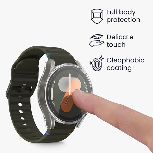 kwmobile Case Compatible with Samsung Galaxy Watch 7 40mm Case - 2X TPU Silicone Fitness Tracker Cover - Transparent in Saudi Arabia