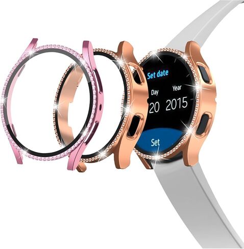 علبة Bling لـ Samsung Galaxy Watch Fe (2024) ، Galaxy Watch 5 و 4 شاشة واقي 40 مم ، غطاء الوجه الواقي من Bling Diamond مع فيلم زجاجي مقسى ، وردي+الذهب الوردي. in Kuwait