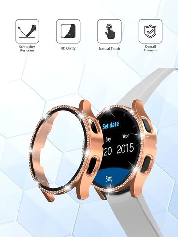علبة Bling لـ Samsung Galaxy Watch Fe (2024) ، Galaxy Watch 5 و 4 شاشة واقي 40 مم ، غطاء الوجه الواقي من Bling Diamond مع فيلم زجاجي مقسى ، وردي+الذهب الوردي. in Kuwait