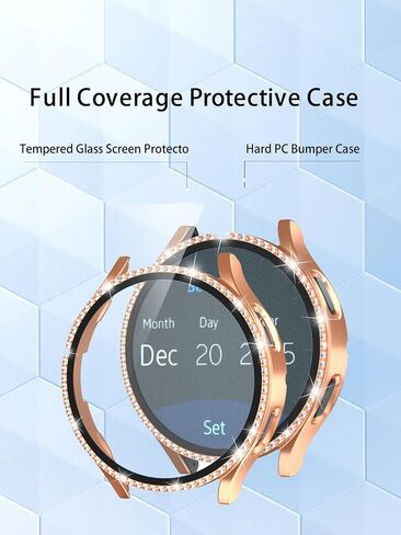 علبة Bling لـ Samsung Galaxy Watch Fe (2024) ، Galaxy Watch 5 و 4 شاشة واقي 40 مم ، غطاء الوجه الواقي من Bling Diamond مع فيلم زجاجي مقسى ، وردي+الذهب الوردي. in Kuwait